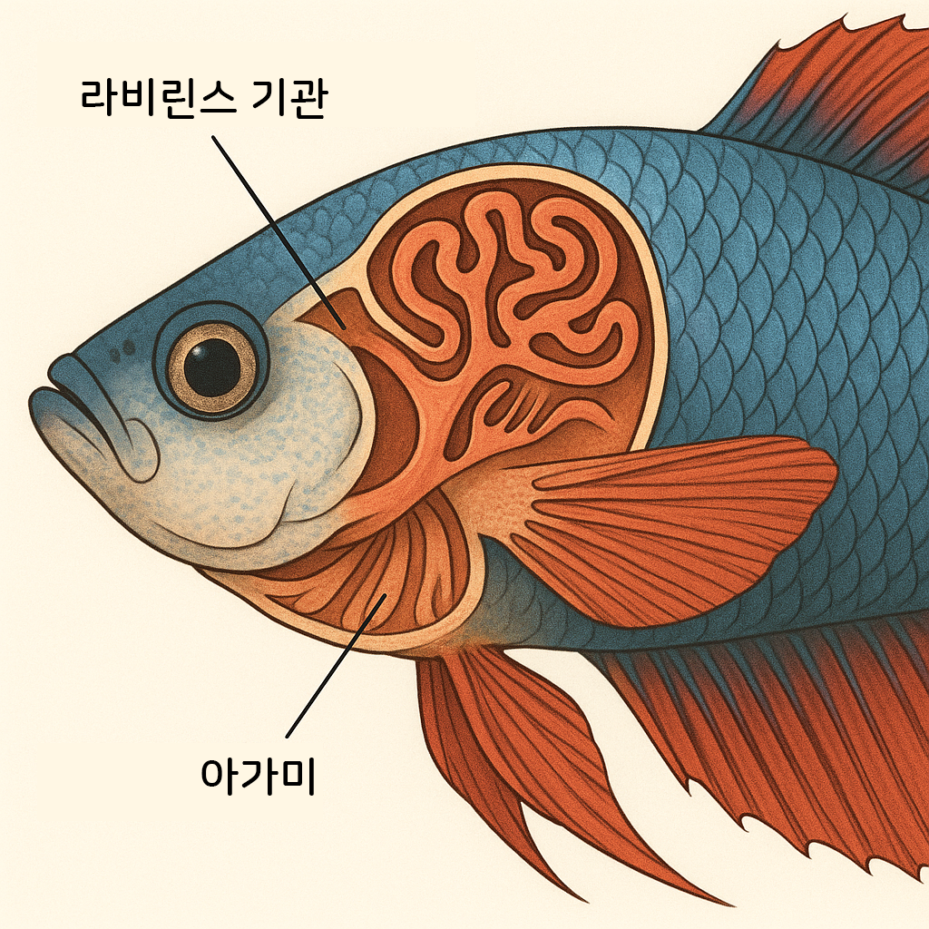 라비린스 기관과 아가미 위치 그림