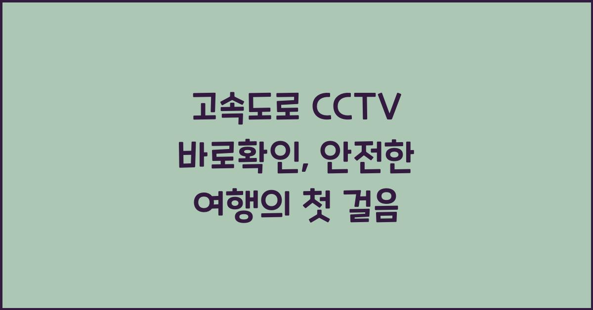 고속도로 cctv 바로확인