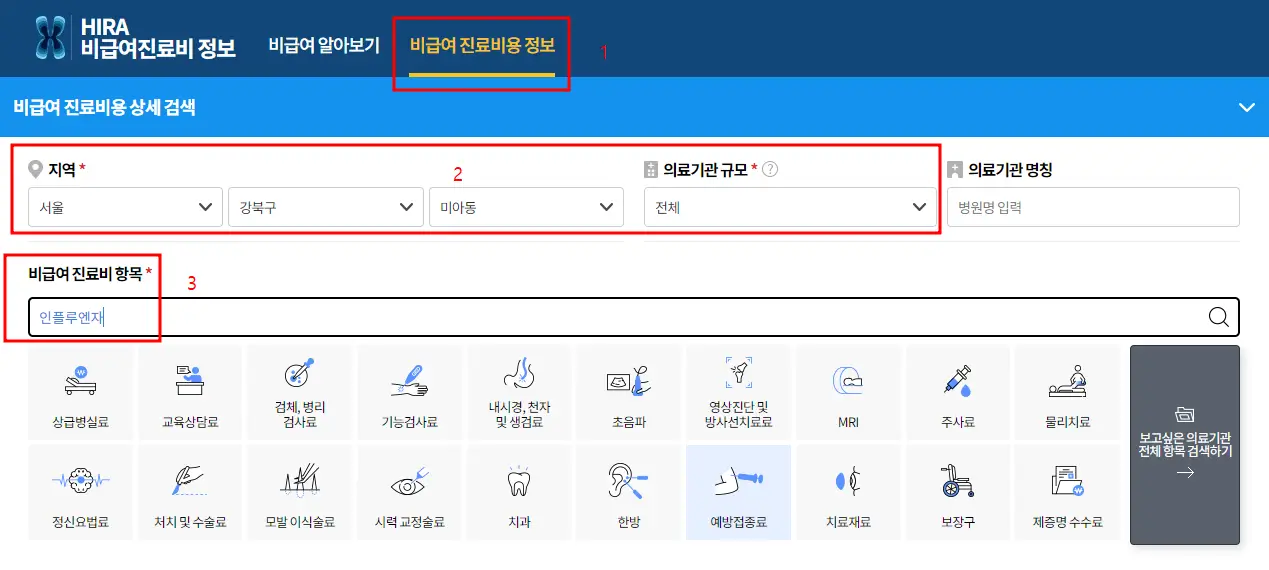 독감주사-가격비교