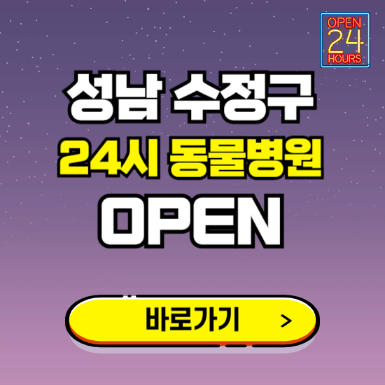 성남시 수정구 24시 동물병원 진료하는 곳 ❘ 설날 휴일 야간 심야 문여는곳 찾기 ❘ 응급진료