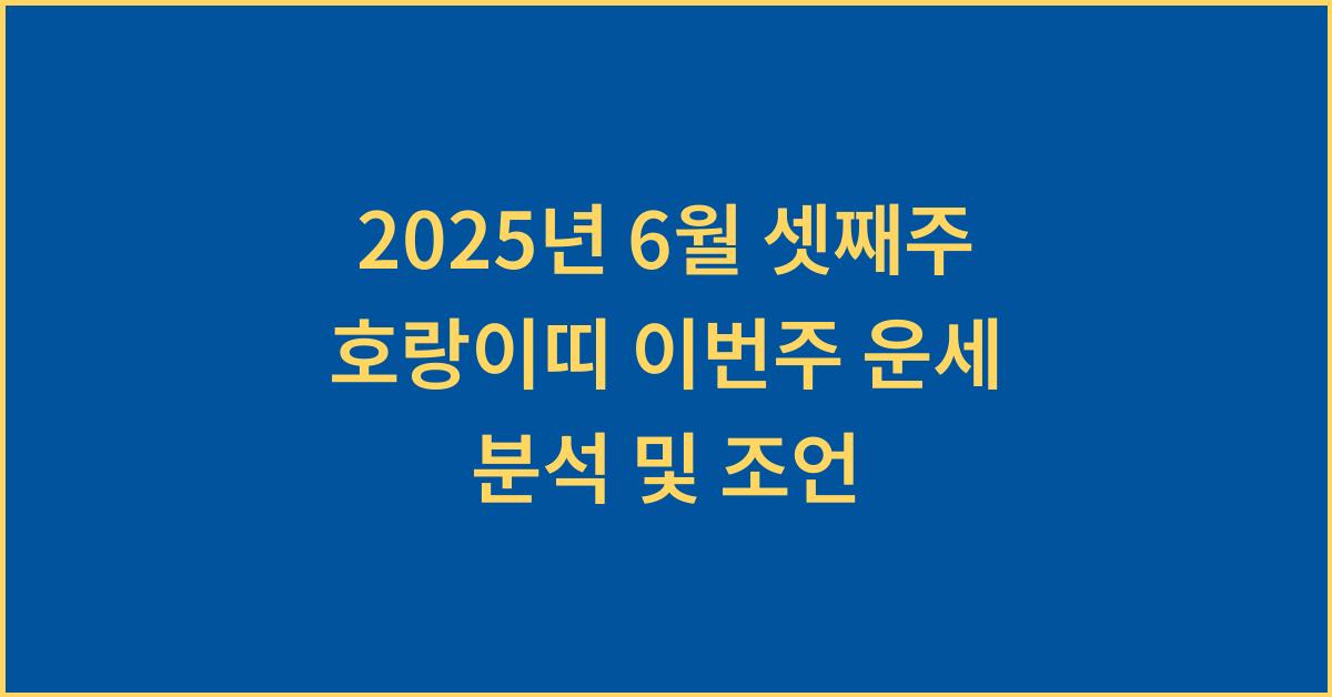 2025년 6월 셋째주 호랑이띠 이번주 운세