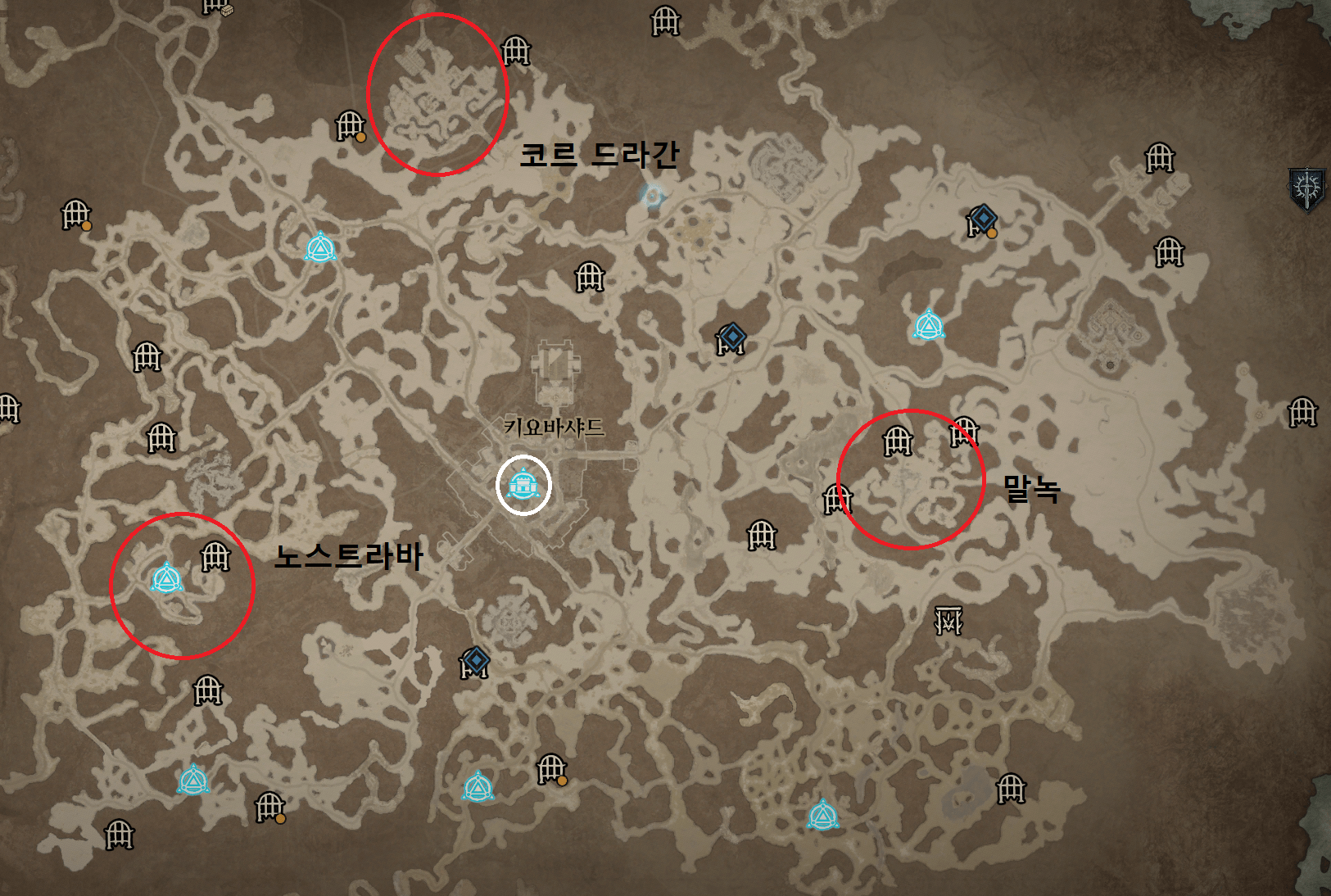 디아블로4 보루 위치 정복 지도