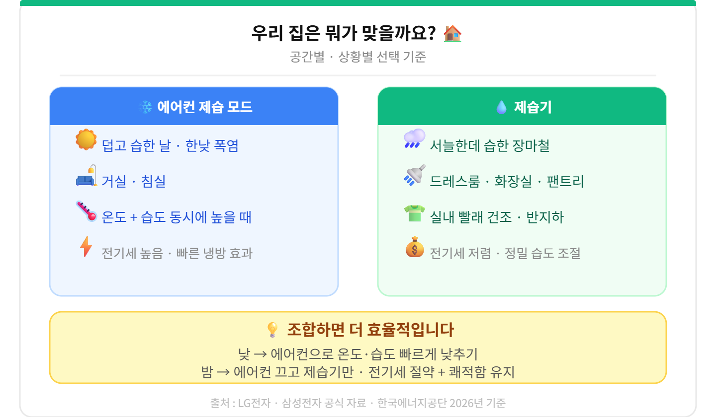 alt="에어컨 제습 모드 거실침실 폭염 제습기 장마철 드레스룸 빨래건조 반지하 공간별 체크리스트 낮밤조합 티스토리 카드"