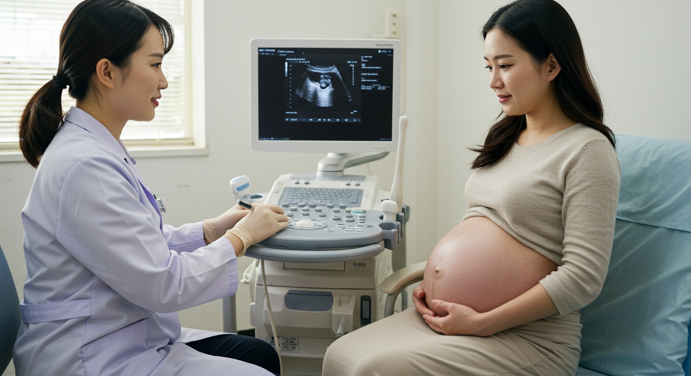 임신 초기 산부인과 검진 모습