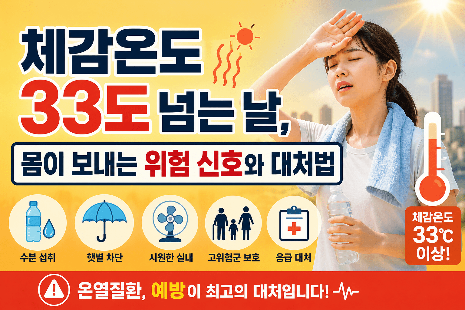 체감온도 33도 넘는 날, 몸이 보내는 위험 신호와 대처법