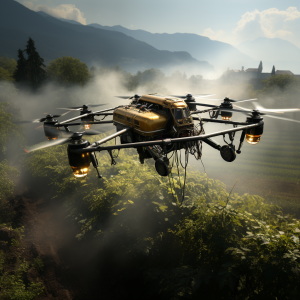 드론으로 농약을 치는 모습