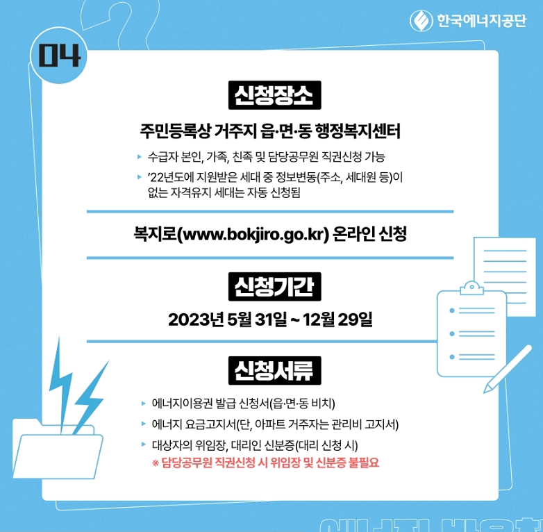 에너지 바우처 신청 장소 신청기간 신청서류