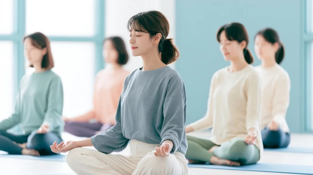 수업 후 차를 마시며 이야기하는 회원들