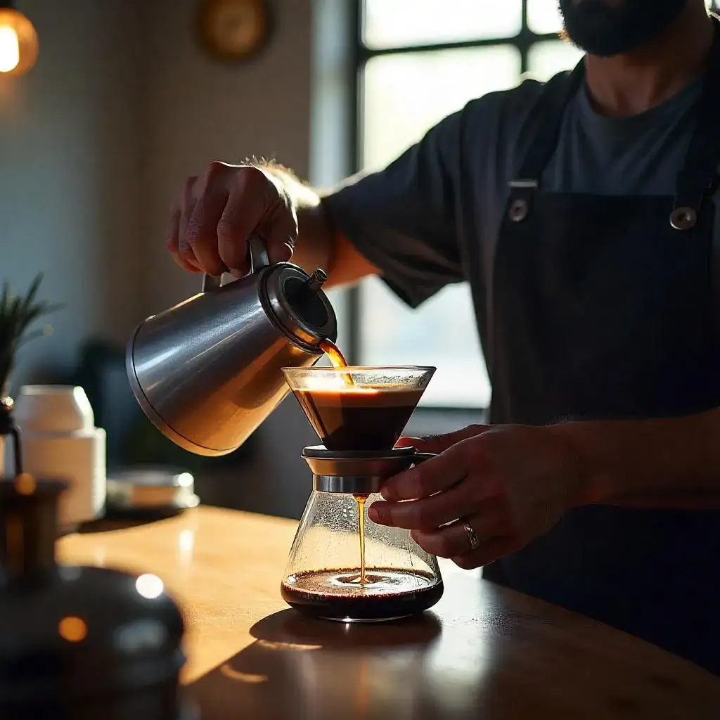 커피머신 조작법 실습 중