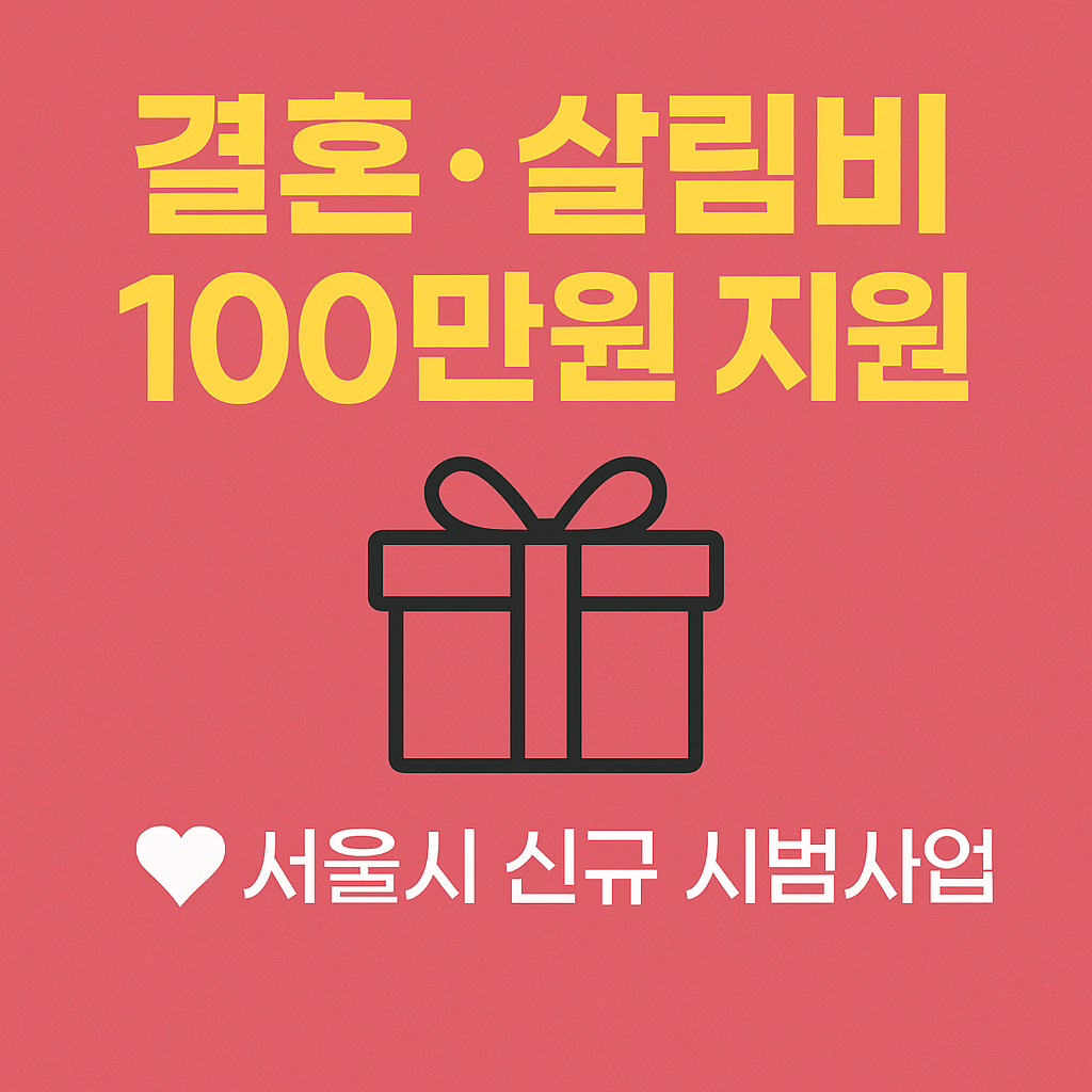 서울시에서 운영하는 신혼부부 전용 대출이자 지원사업과 결혼살림비 보조제도를 설명하는 안내 이미지입니다.