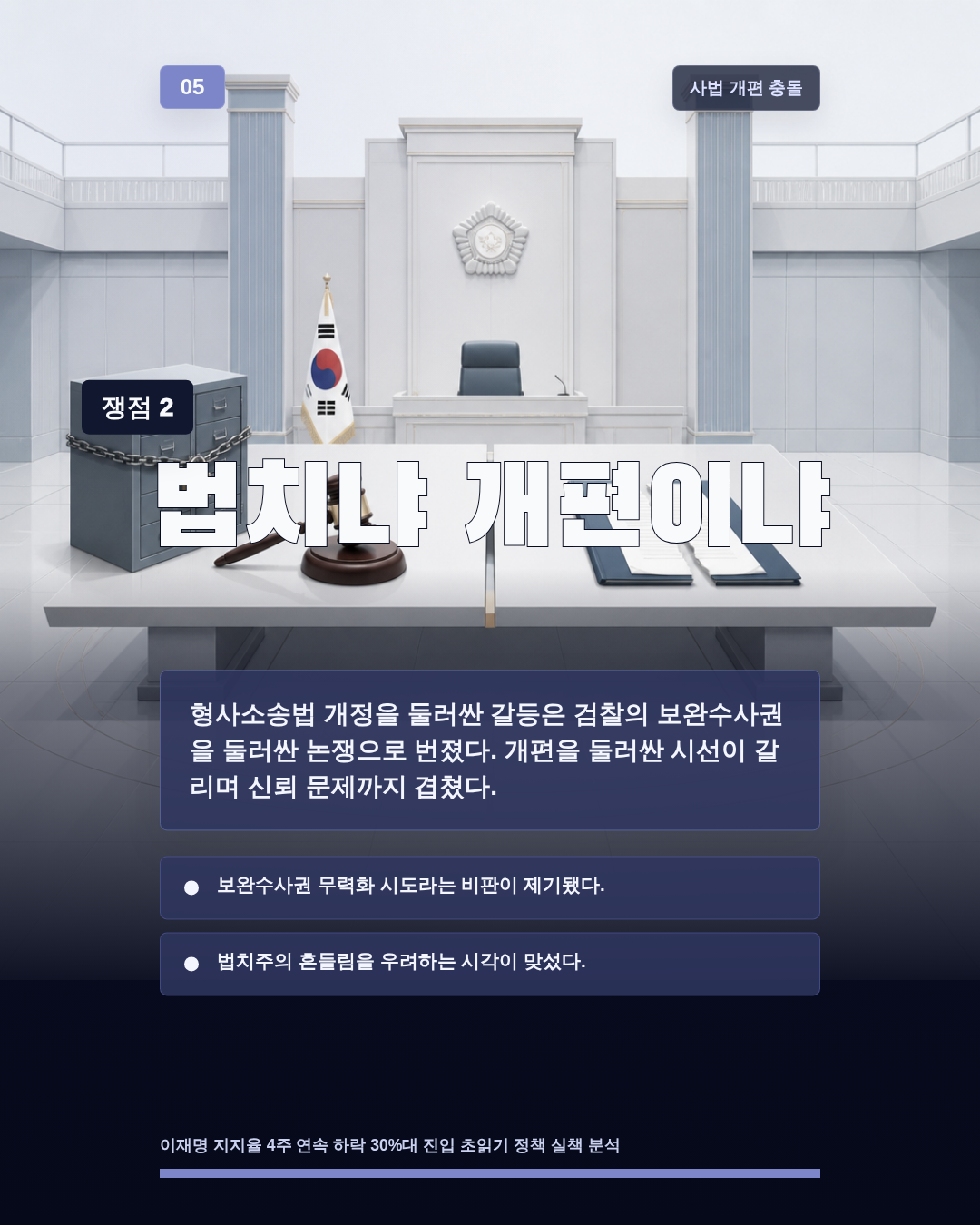 법치냐 개편이냐