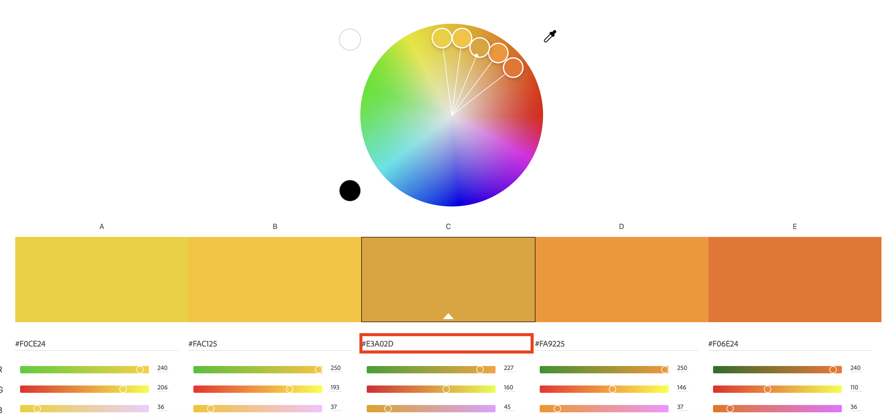 어도비 색상 휠 팔레트 보색 찾기