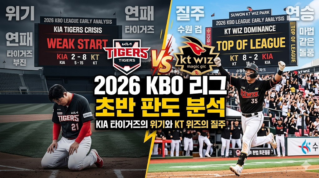 2026 KBO 리그 초반 판도 분석: KIA 타이거즈의 위기와 KT 위즈의 질주