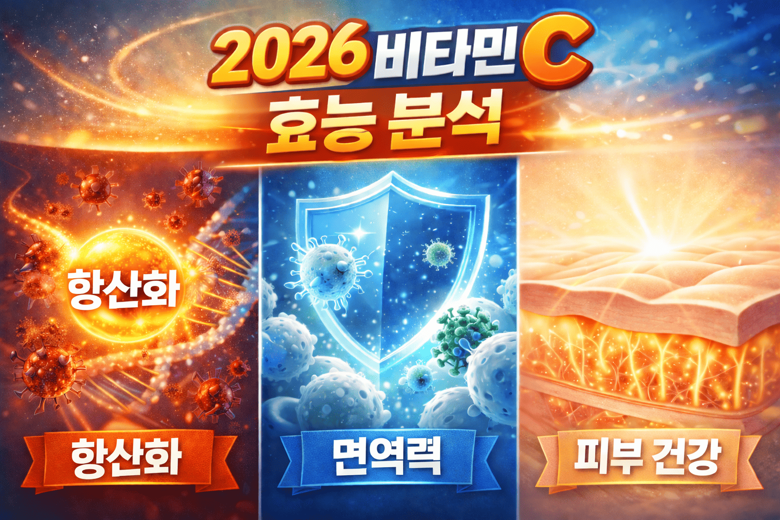 비타민 C 효능 분석 (항산화, 면역력, 피부건강)