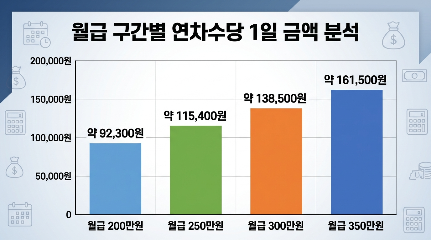 월급 구간별 연차수당 1일 금액 분석