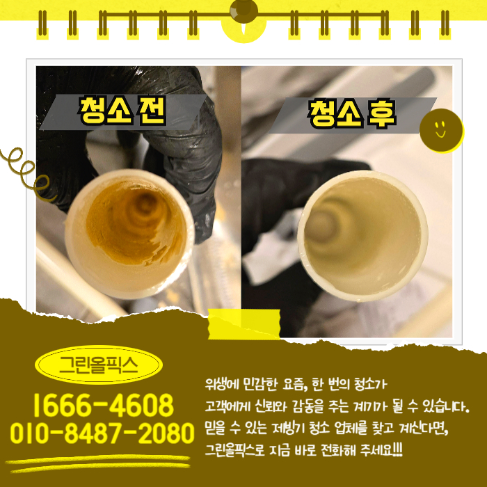 그린올픽스 제빙기 청소 전후 비교 사진