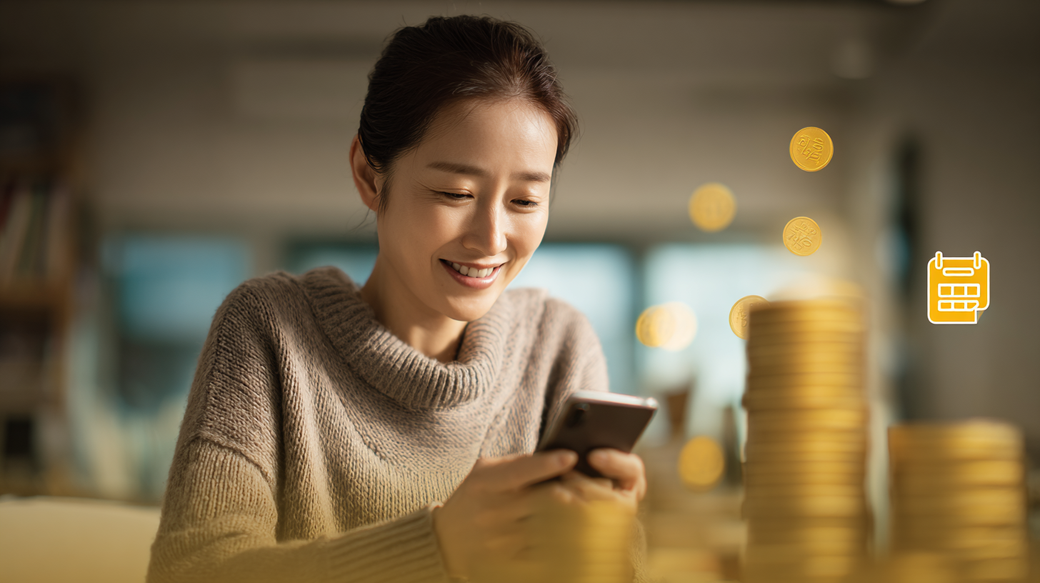 아동수당 확대 소식을 스마트폰으로 보고 놀란 듯 기뻐하는 한국 부모의 모습
