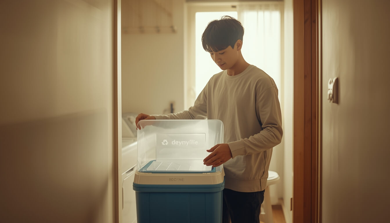 제주도 집에서 습기 제거제를 분리배출 준비하는 모습