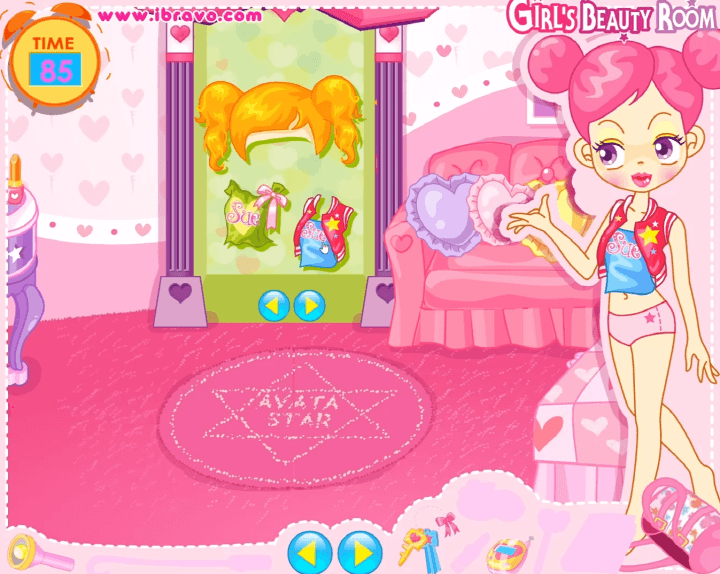 슈의-외출준비-슈게임하기-플레이-옷장에서-의상을-꺼내입는-화면