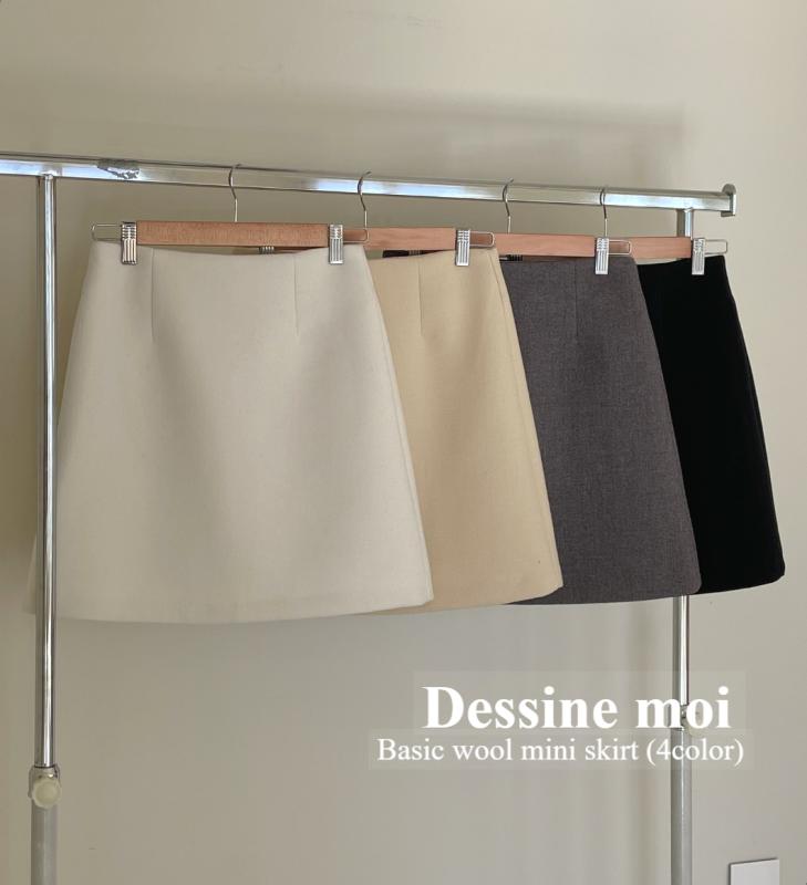 플레인 베이직 모직 울 미니 스커트 (4color)