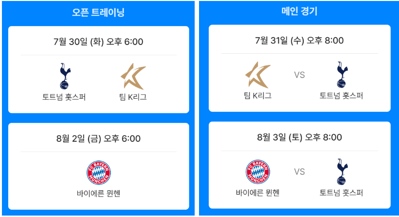 토트넘 경기일정 중계방송 보러가기