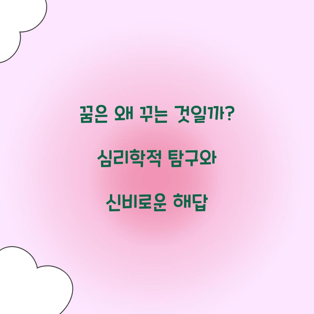 꿈은 왜 꾸는 것일까