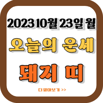 2023 10/23 돼지띠 오늘의 운세