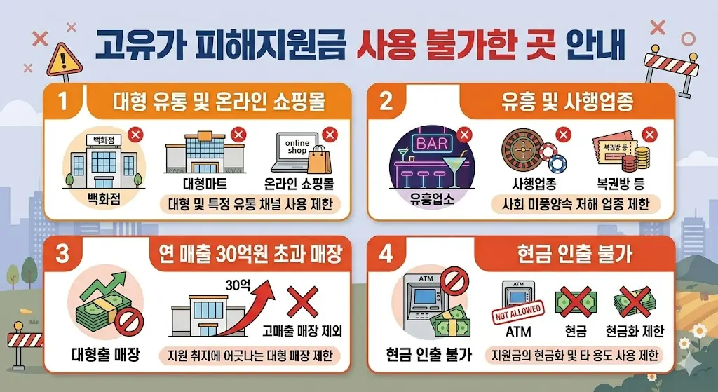 2026 고유가 피해지원금 사용 불가 업종 안내