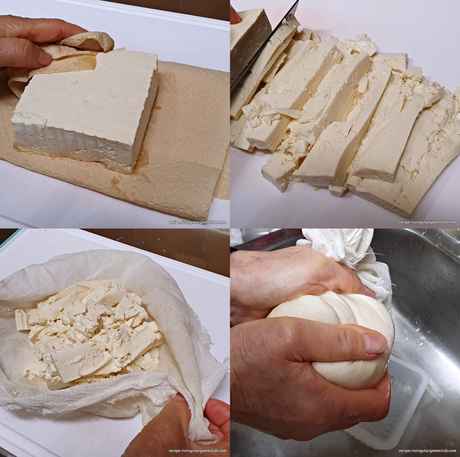 맛있는 동그랑땡 만들기에 들어갈 두부를 손질하는 사진