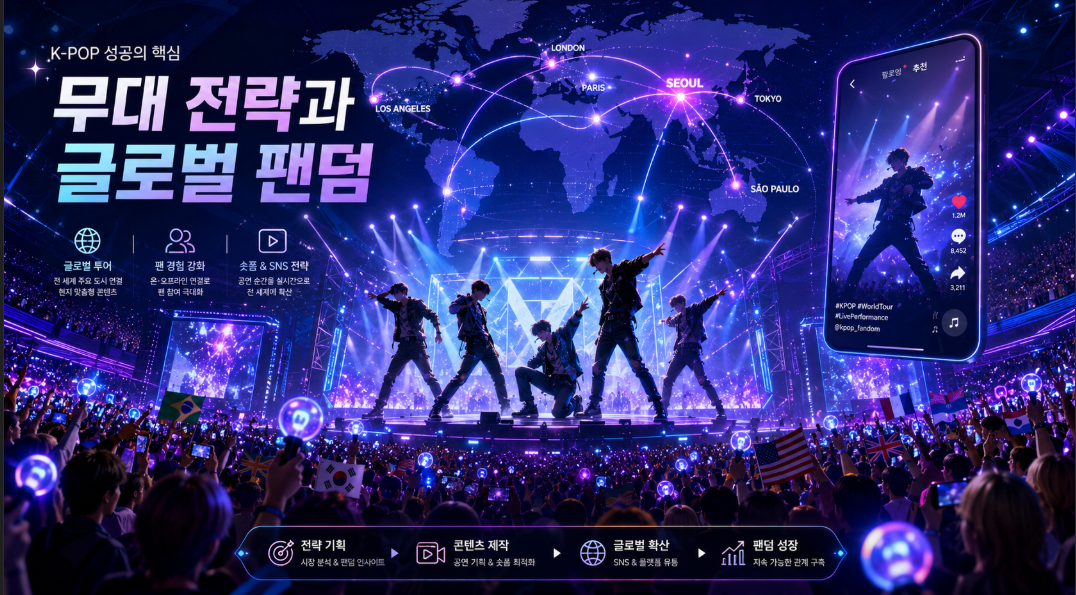 K-팝 보이그룹의 콘서트 페스티벌 숏폼 무대 전략과 글로벌 팬덤 확산 이미지