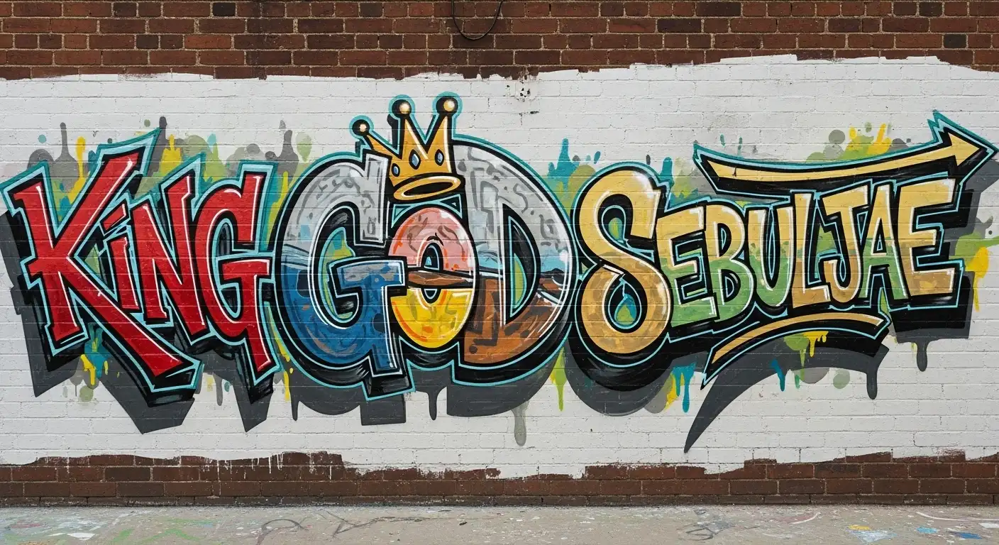 MZ-세대들이-사용하는-갓생-스불재-등의-신조어를-영어로-벽에-캘리그라피로-그린-일러스트