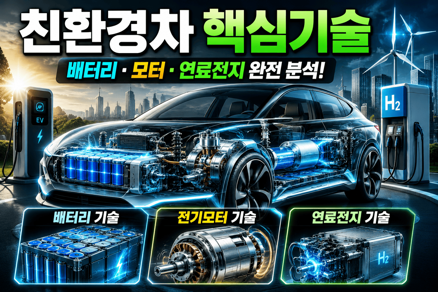 친환경차 기술 분석 (배터리, 모터, 연료전지)