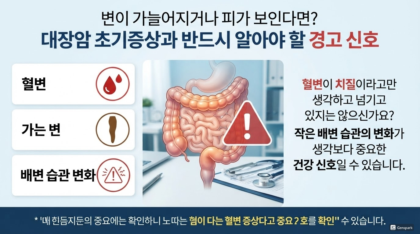 변이 가늘어지거나 피가 보인다면? 대장암 초기증상과 반드시 알아야 할 경고 신호