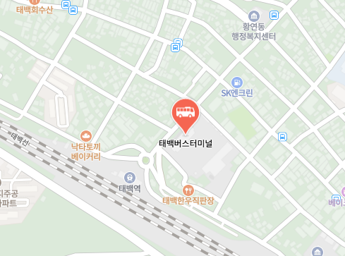 태백버스터미널 위치-지도