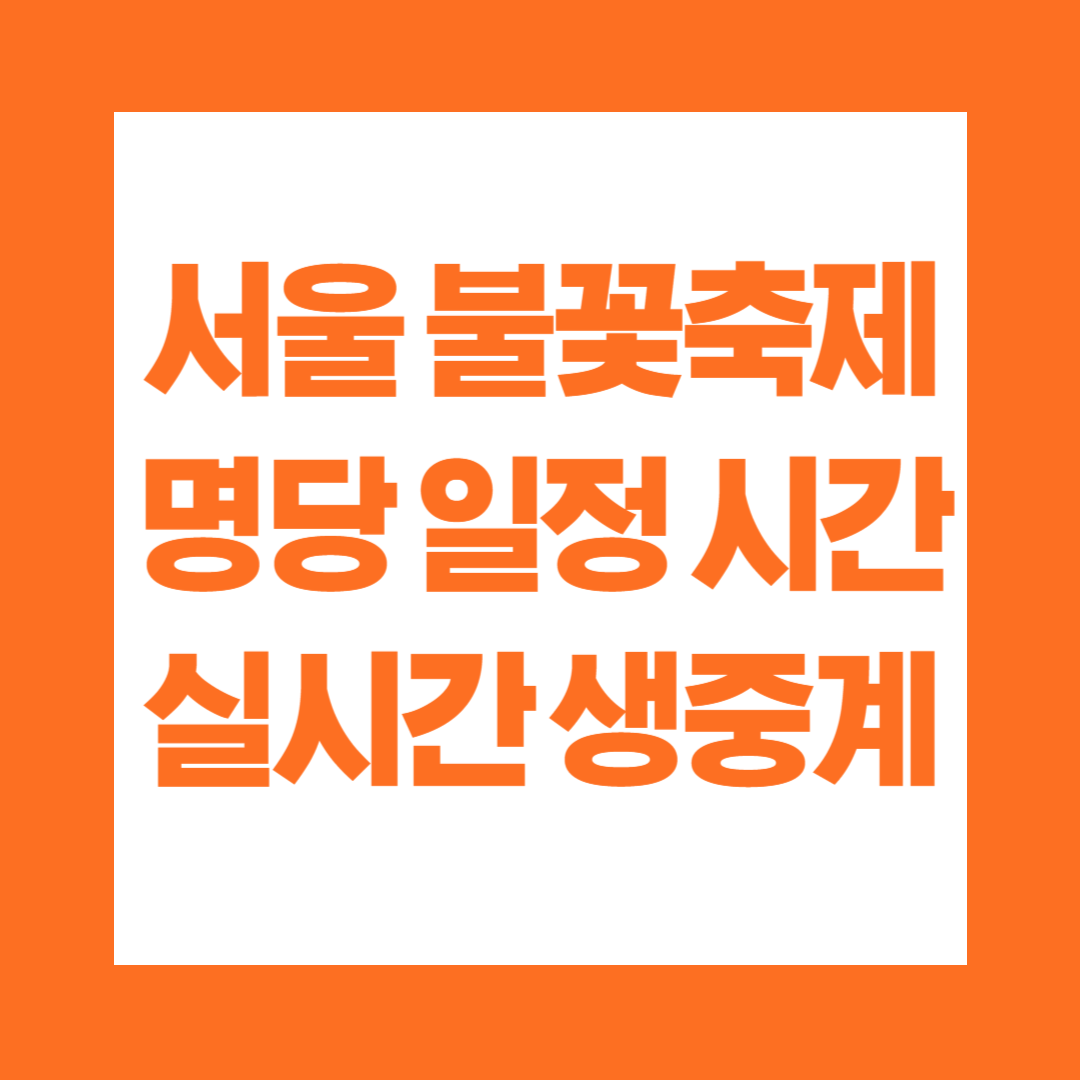 서울 불꽃축제 명당 일정 시간 실시간 생중계