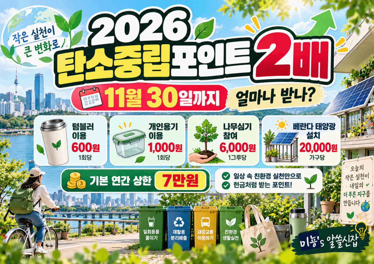 2026 탄소중립포인트 2배｜11월 30일까지 얼마나 받나?
