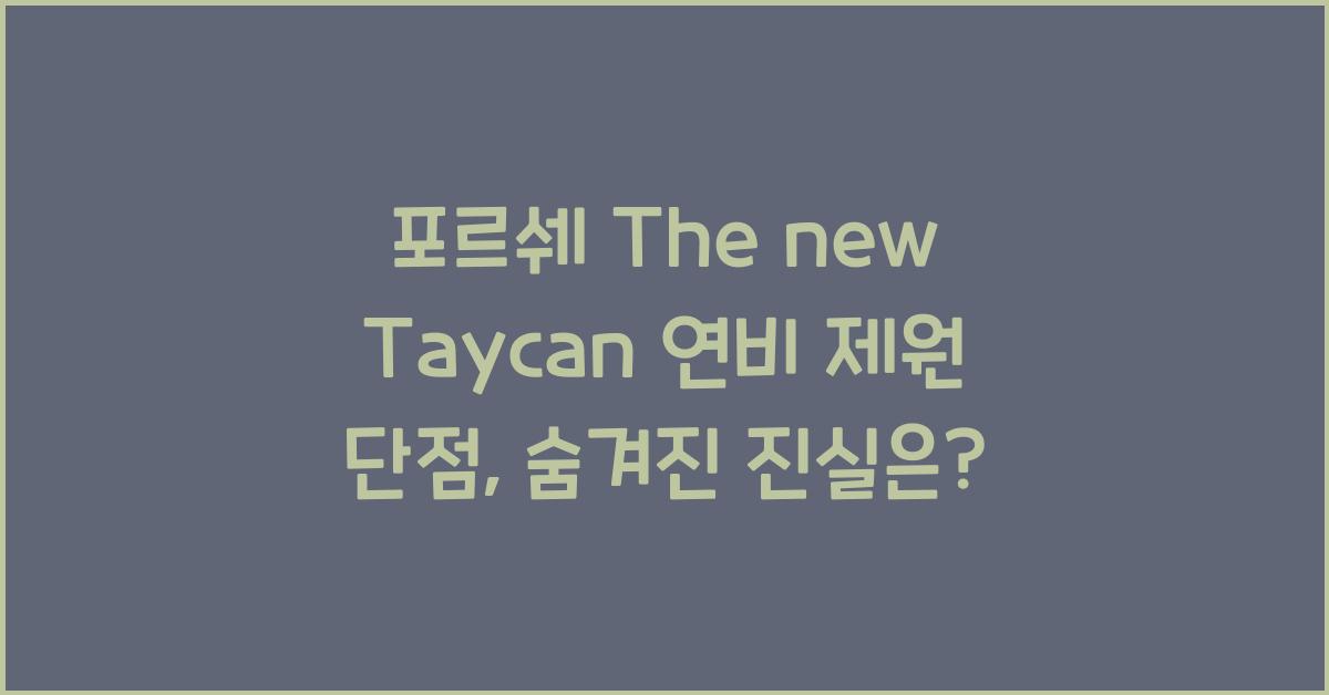 포르쉐 The new Taycan 연비 제원 단점