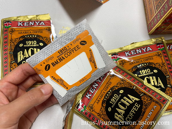 바샤커피 드립백 내부