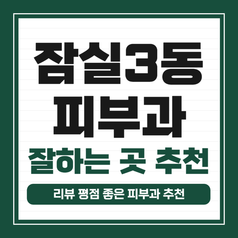 송파구 잠실3동 피부과 유명한 곳 모공 레이저 잘하는 곳 추천 TOP 5