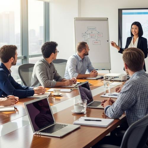 회의하는 사진으로 거버넌스를 예시하는 사진