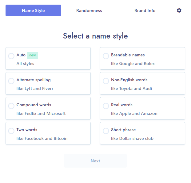 select a name style