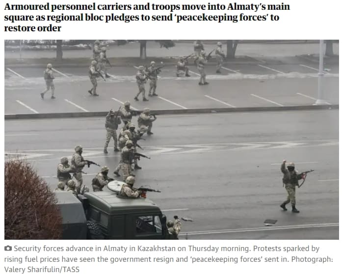 카자흐스탄 비상계엄 발령...