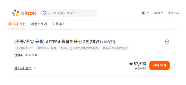 클룩에서 구매한 after4 롯데월드 입장권