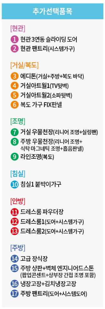 파주 제일풍경채 운정 추가옵션