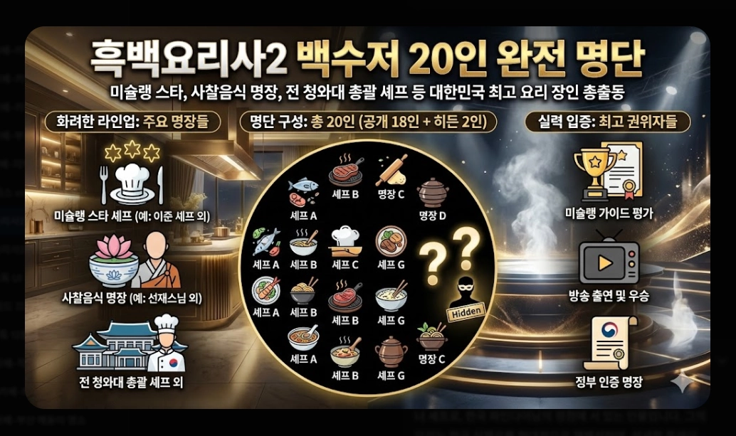 흑백요리사2 출연진 명단 완벽정리!
