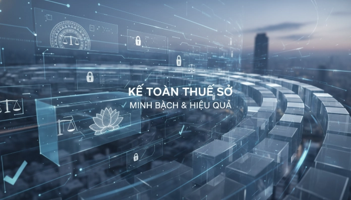 베트남의 세무 행정 효율화 및 투명성 강화를 상징하는 디지털 원장 이미지. 최저세율 적용에 따른 시스템 변화를 암시합니다.
