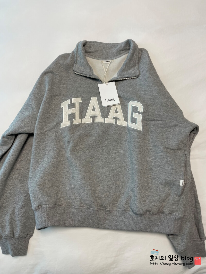 헤이그 하프집업 맨투맨 그레이