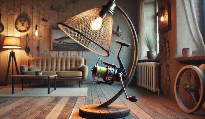 @버려진 낚싯대를 활용한 조명 스탠드 이미지