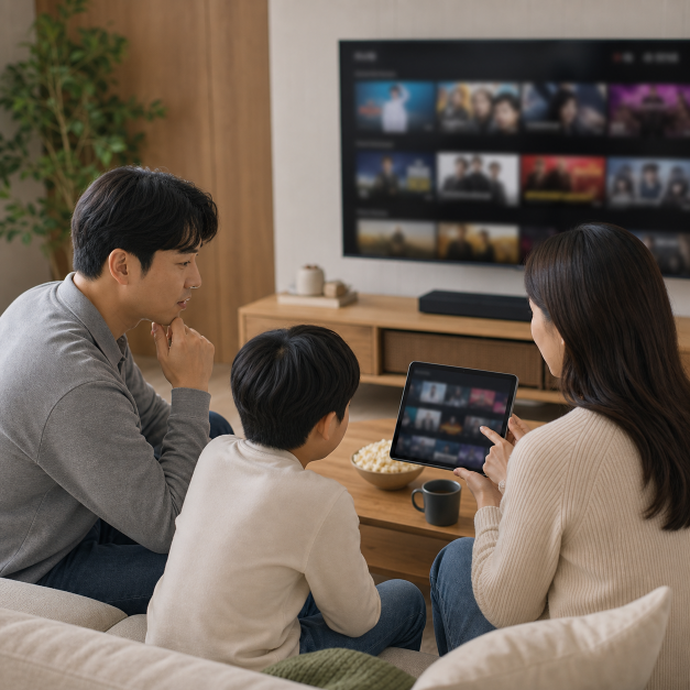 디즈니플러스요금제 내용을 확인하는 한국인 실사 이미지 1