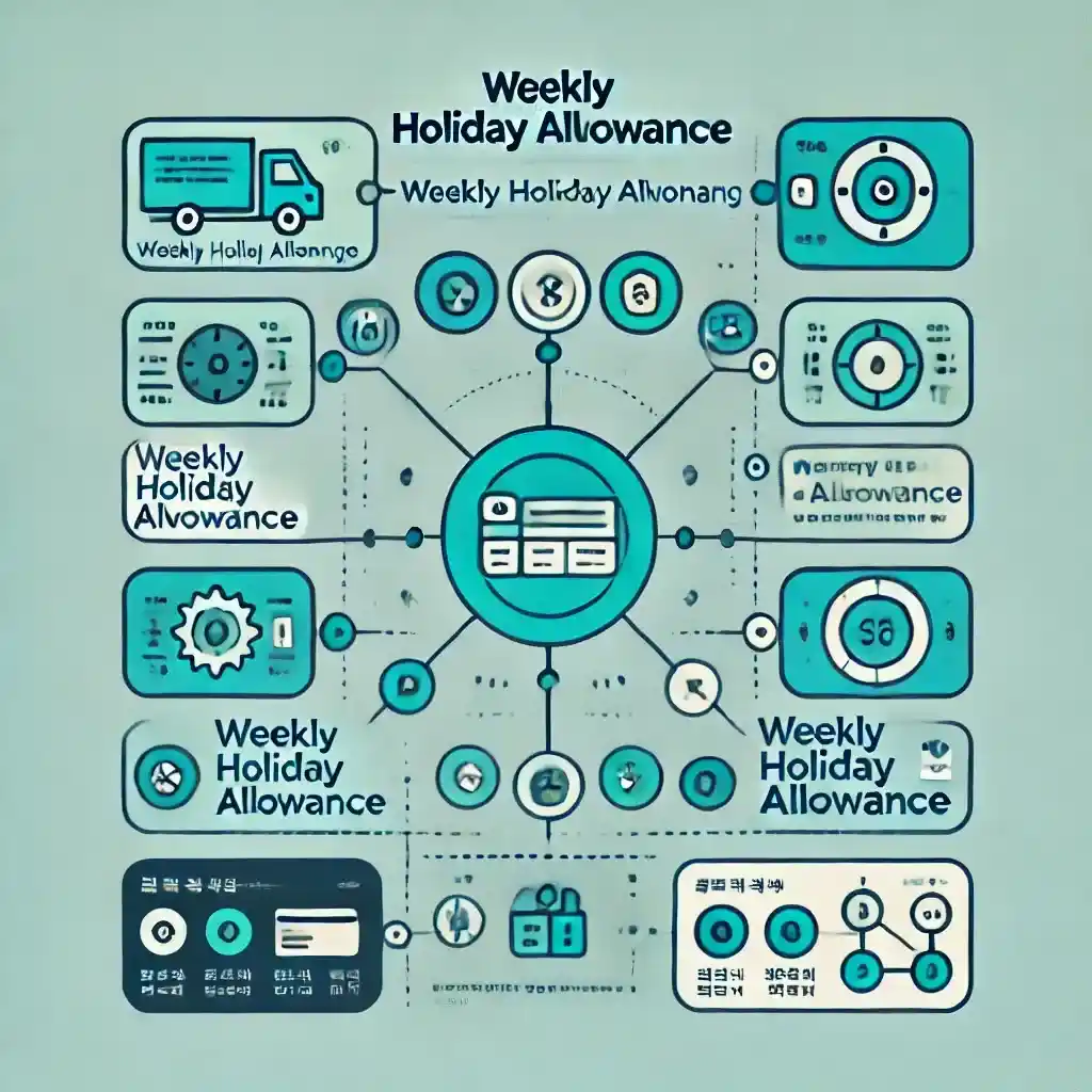 주휴수당 계산법 및 개념을 설명하는 인포그래픽